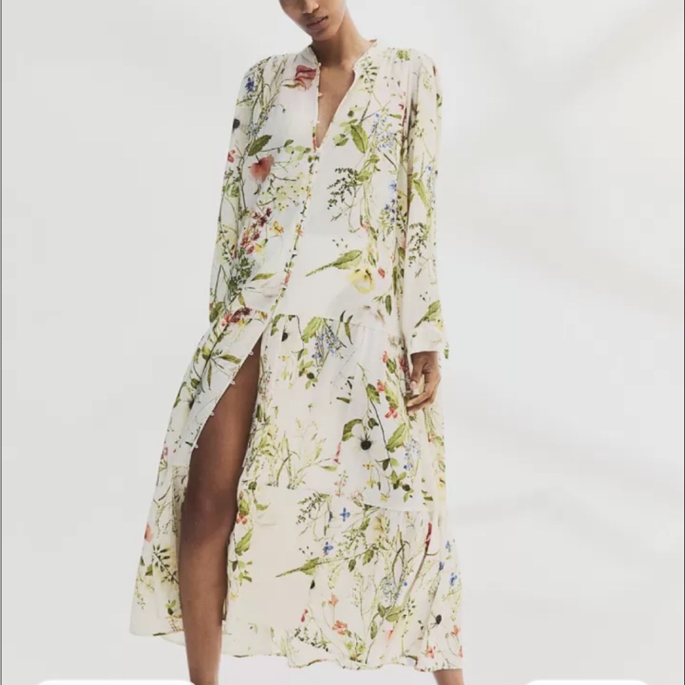 H & M Floral Long Sleeve Maxi Dress ~ Sz S - Picture 3 of 14